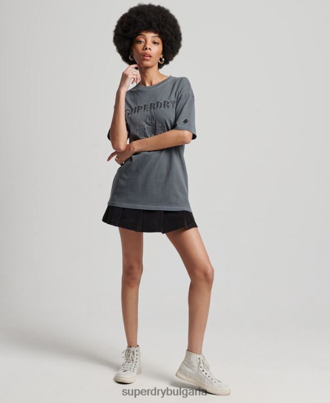 Superdry облекло N00H2762 черен Жени код лого дреха боядисване широка тениска