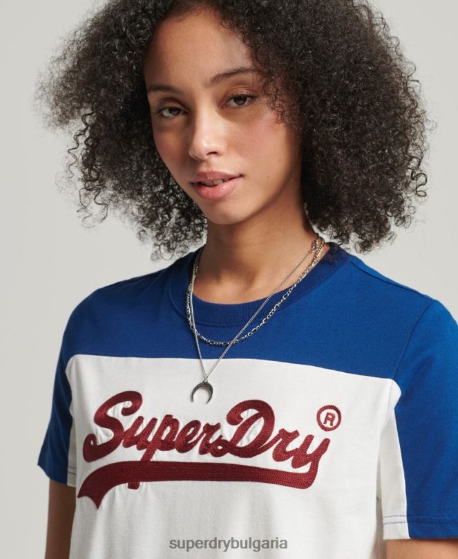 Superdry облекло N00H2763 сметана Жени университетска тениска с ретро лого