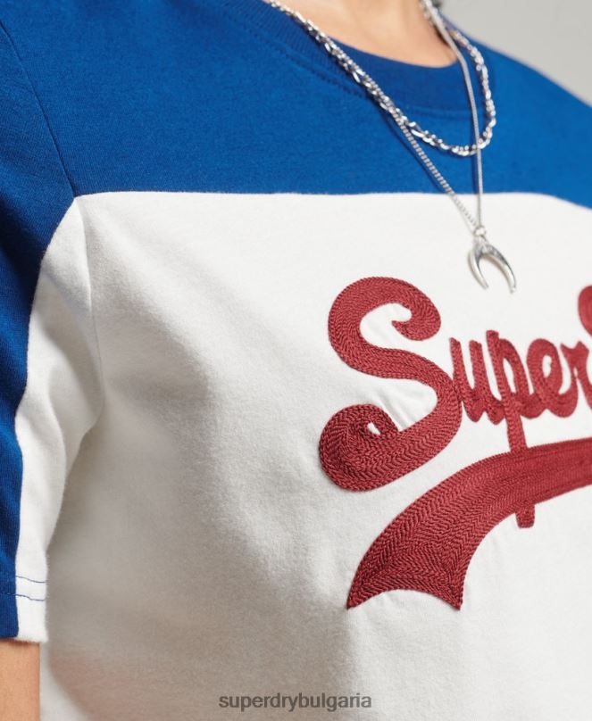 Superdry облекло N00H2763 сметана Жени университетска тениска с ретро лого