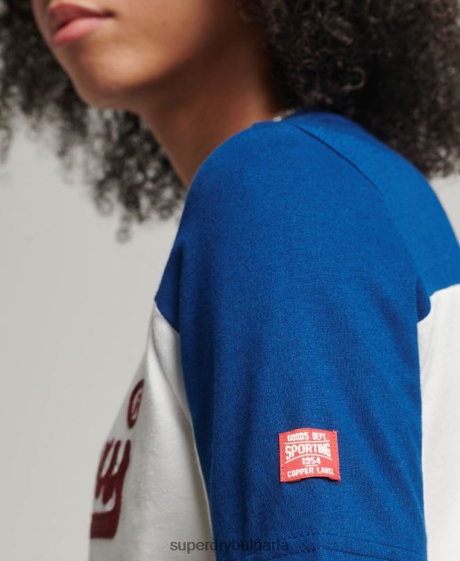 Superdry облекло N00H2763 сметана Жени университетска тениска с ретро лого