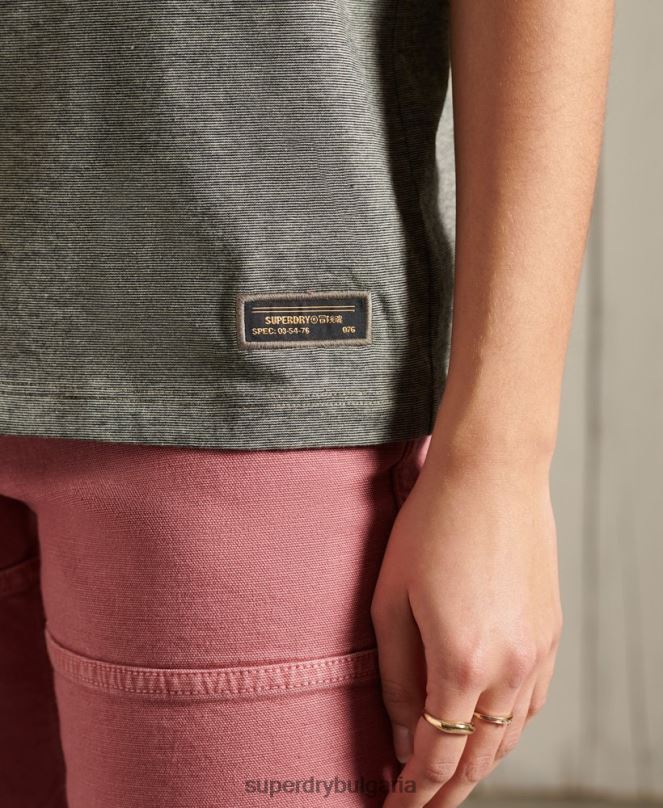 Superdry облекло N00H2769 тъмно сив Жени тениска с военен разказ