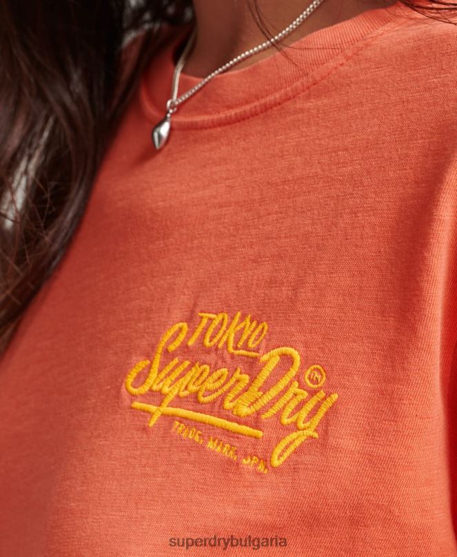 Superdry облекло N00H2770 корал Жени неонова тениска в стил сценарий