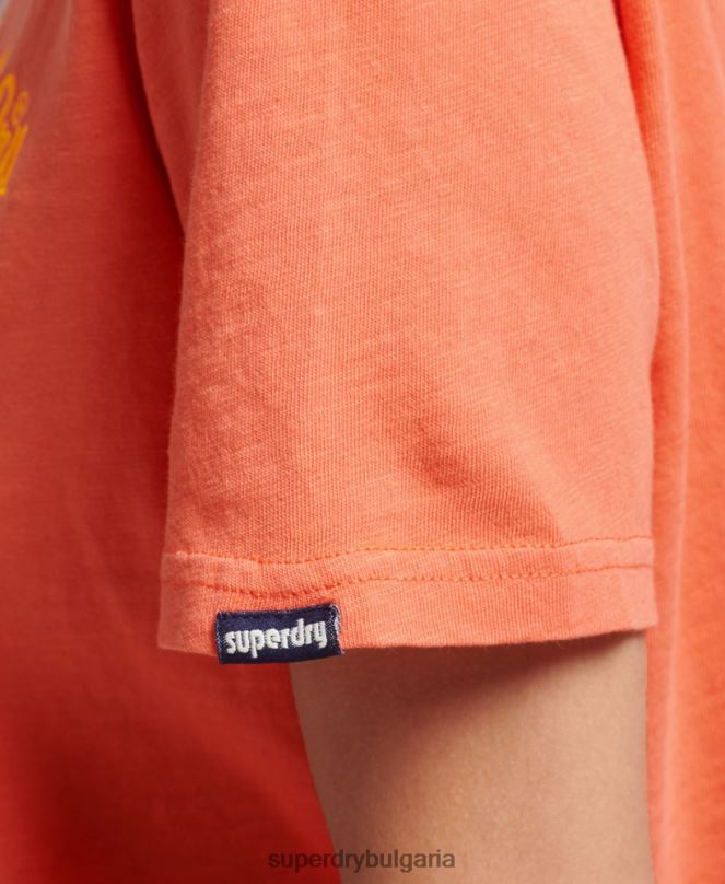 Superdry облекло N00H2770 корал Жени неонова тениска в стил сценарий