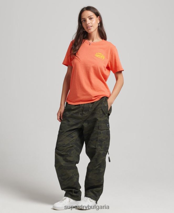 Superdry облекло N00H2770 корал Жени неонова тениска в стил сценарий