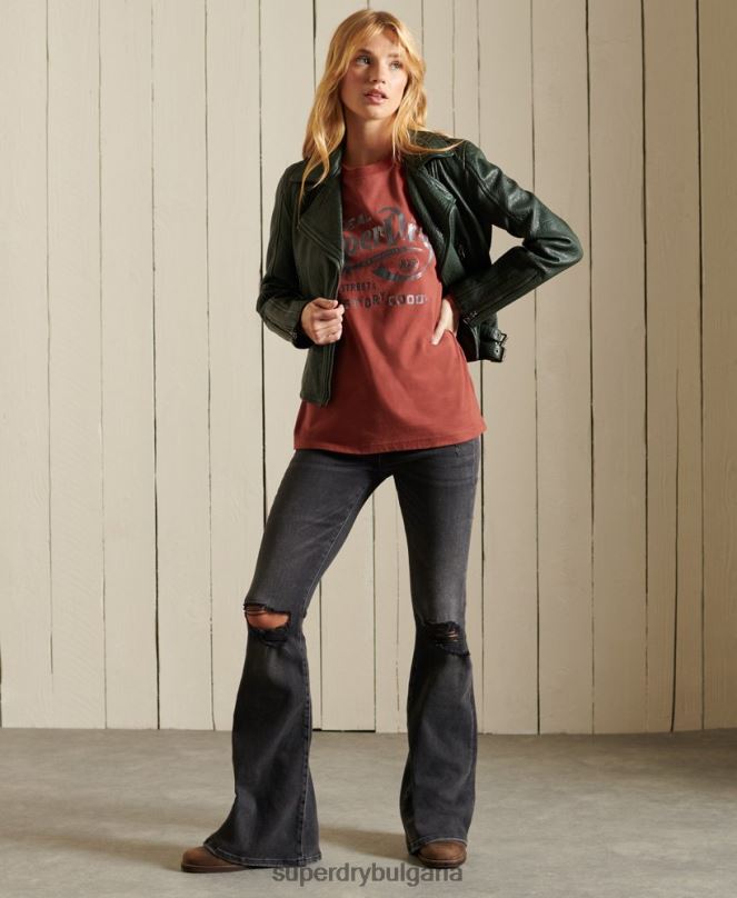 Superdry облекло N00H2771 червен Жени тениска с работно облекло в стил скрипт