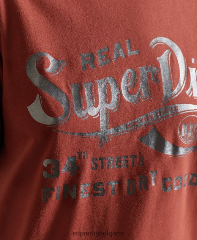 Superdry облекло N00H2771 червен Жени тениска с работно облекло в стил скрипт