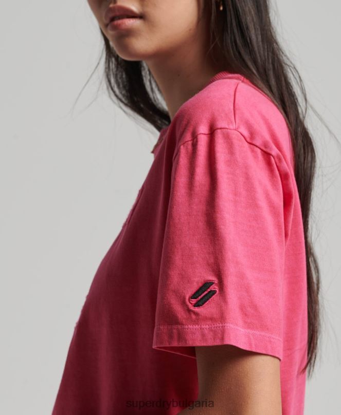 Superdry облекло N00H2772 розово Жени код лого дреха боядисване широка тениска