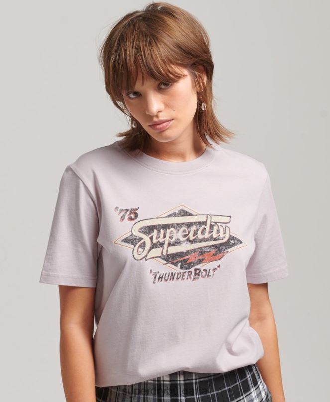 Superdry облекло N00H2773 лилаво Жени бохо графична тениска