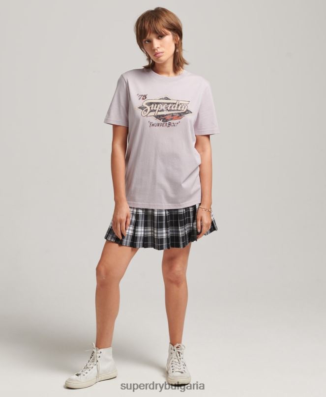 Superdry облекло N00H2773 лилаво Жени бохо графична тениска