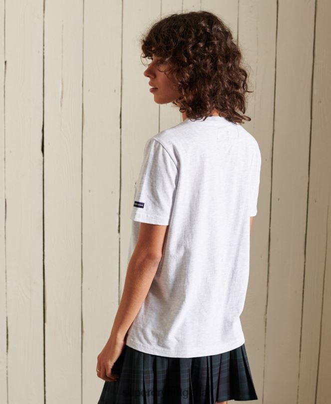 Superdry облекло N00H2775 светло сив Жени колежанска флокирана тениска в стил скрипт
