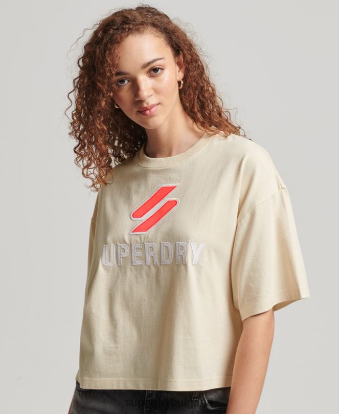 Superdry облекло N00H2776 сметана Жени квадратна тениска с подреден код
