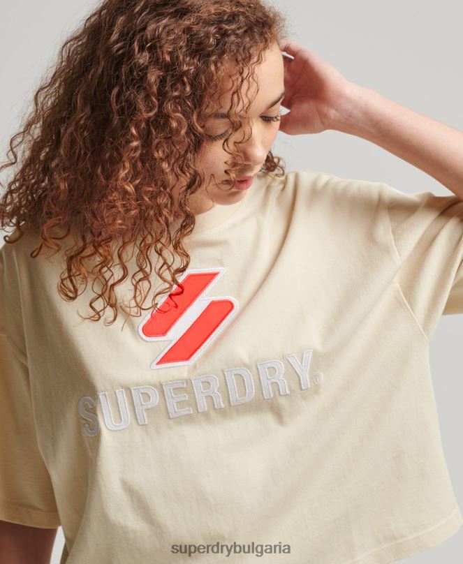 Superdry облекло N00H2776 сметана Жени квадратна тениска с подреден код