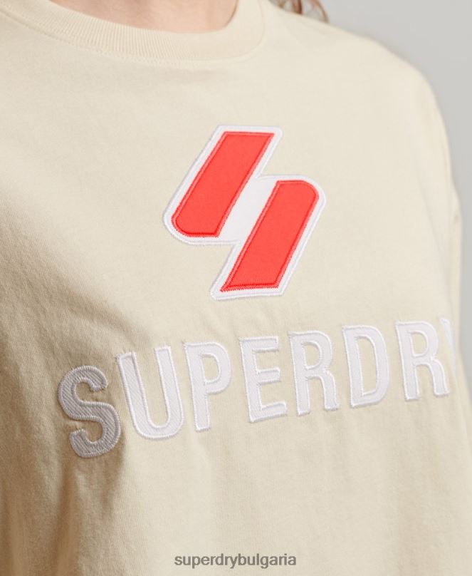 Superdry облекло N00H2776 сметана Жени квадратна тениска с подреден код