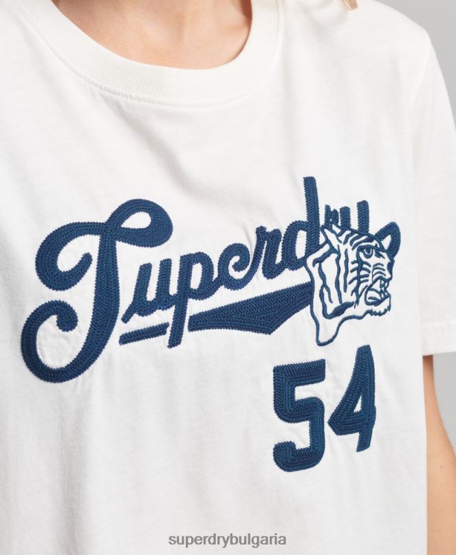 Superdry облекло N00H2777 бяло Жени колежанска тениска в стил скрипт