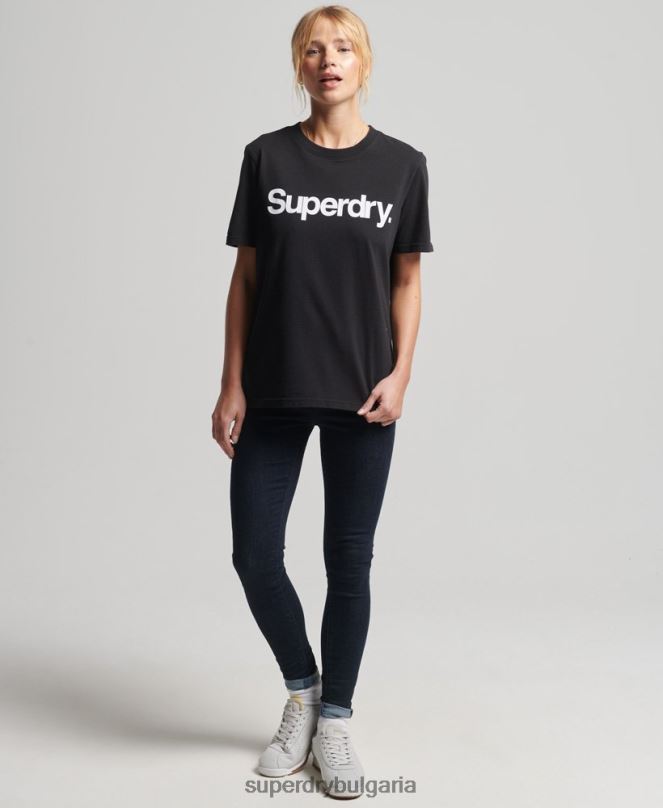 Superdry облекло N00H2778 черен Жени тениска с основно лого