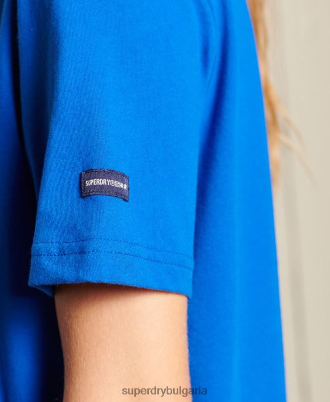 Superdry облекло N00H2779 син Жени колежанска тениска в стил скрипт