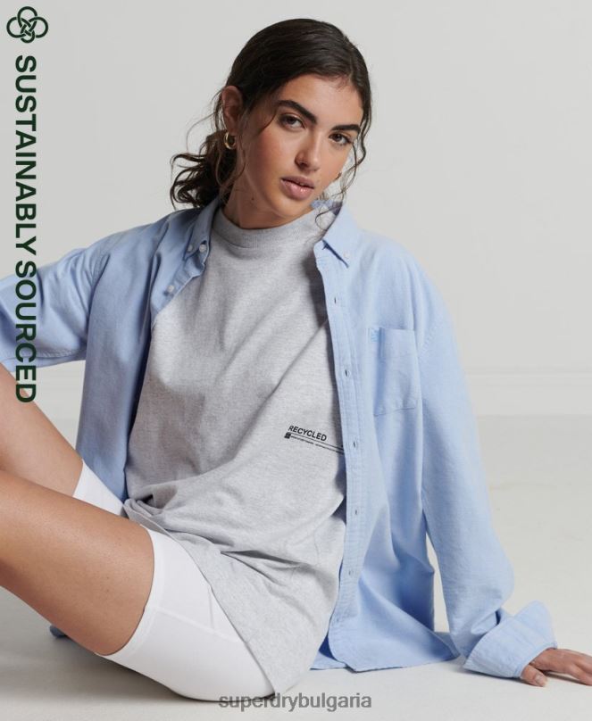 Superdry облекло N00H2780 светло сив Жени рециклирана микро средна тениска
