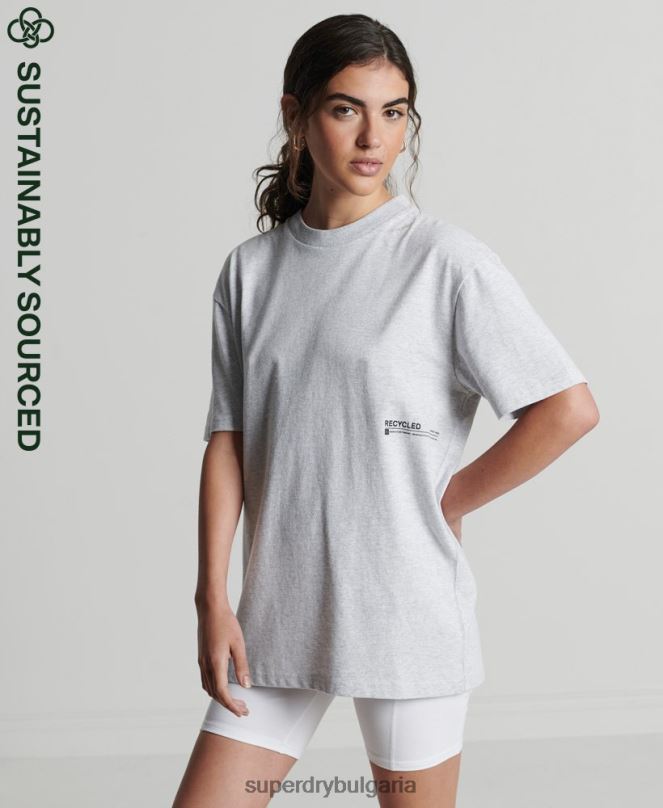 Superdry облекло N00H2780 светло сив Жени рециклирана микро средна тениска