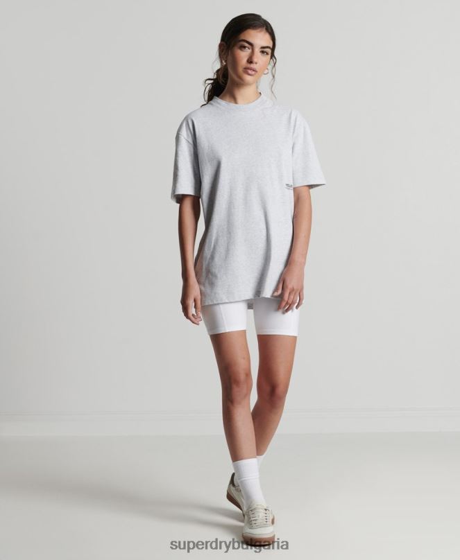 Superdry облекло N00H2780 светло сив Жени рециклирана микро средна тениска
