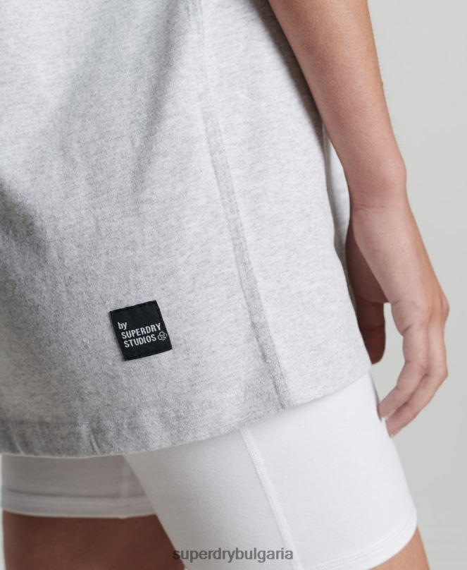 Superdry облекло N00H2780 светло сив Жени рециклирана микро средна тениска