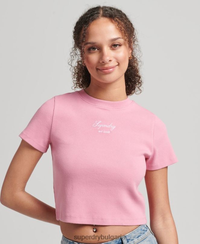 Superdry облекло N00H2782 розово Жени тениска с кодово наследство