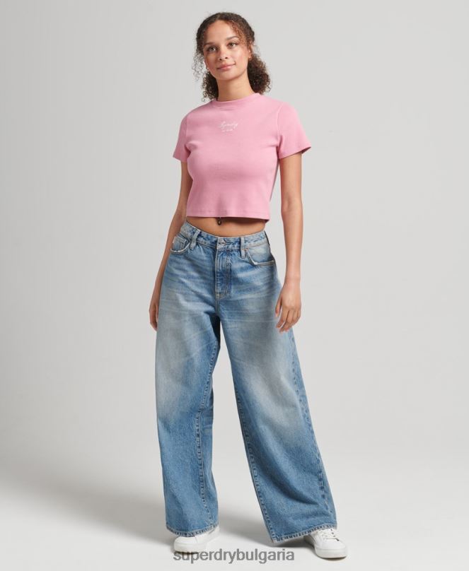 Superdry облекло N00H2782 розово Жени тениска с кодово наследство