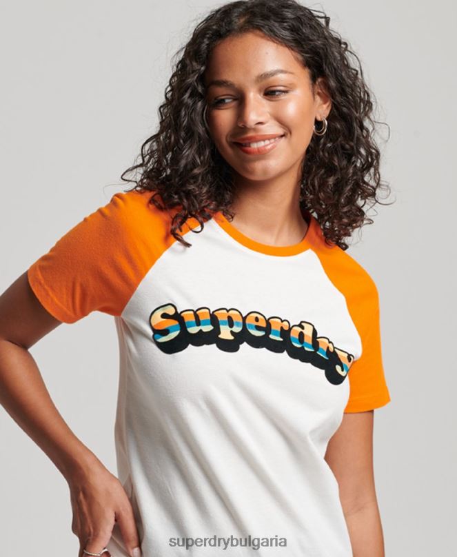 Superdry облекло N00H2783 оранжево Жени ретро купър класическа реглан тениска