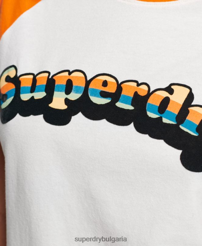 Superdry облекло N00H2783 оранжево Жени ретро купър класическа реглан тениска