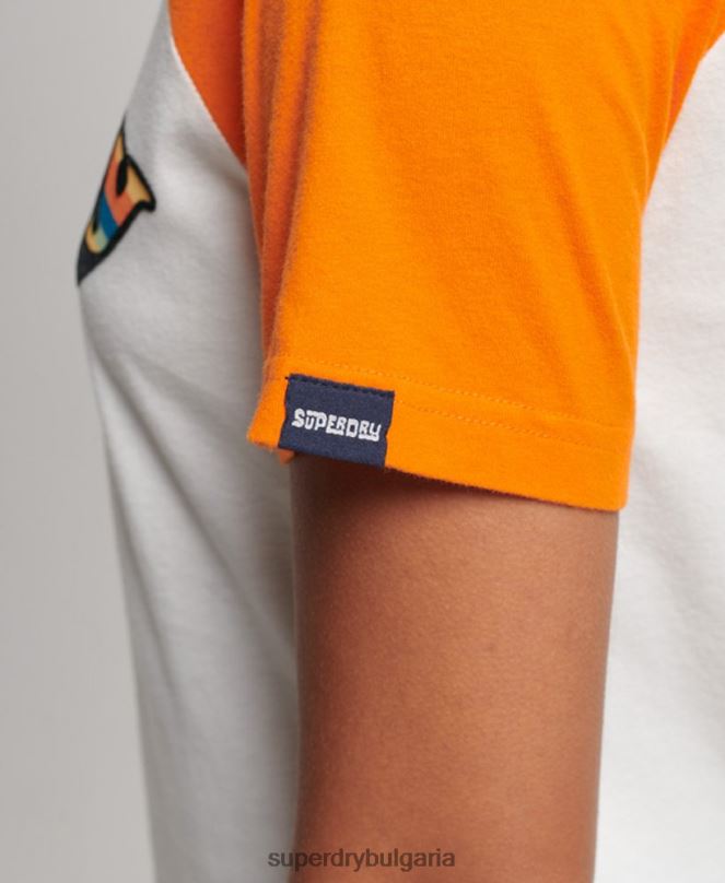 Superdry облекло N00H2783 оранжево Жени ретро купър класическа реглан тениска