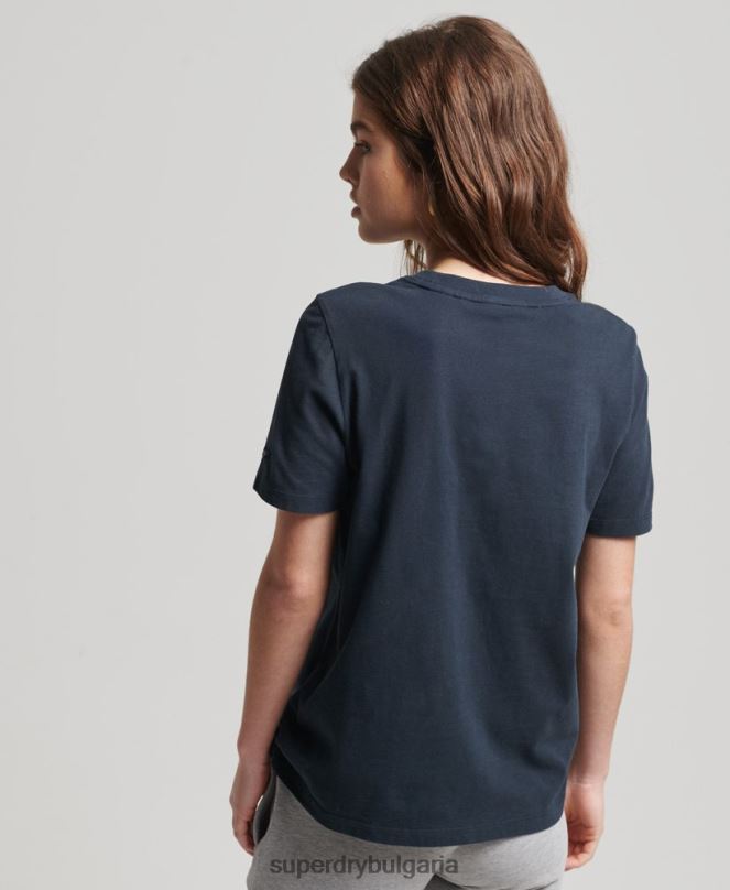 Superdry облекло N00H2785 тъмно сив Жени тениска с ретро корпоративно лого