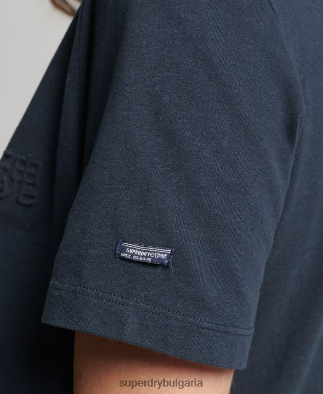 Superdry облекло N00H2785 тъмно сив Жени тениска с ретро корпоративно лого