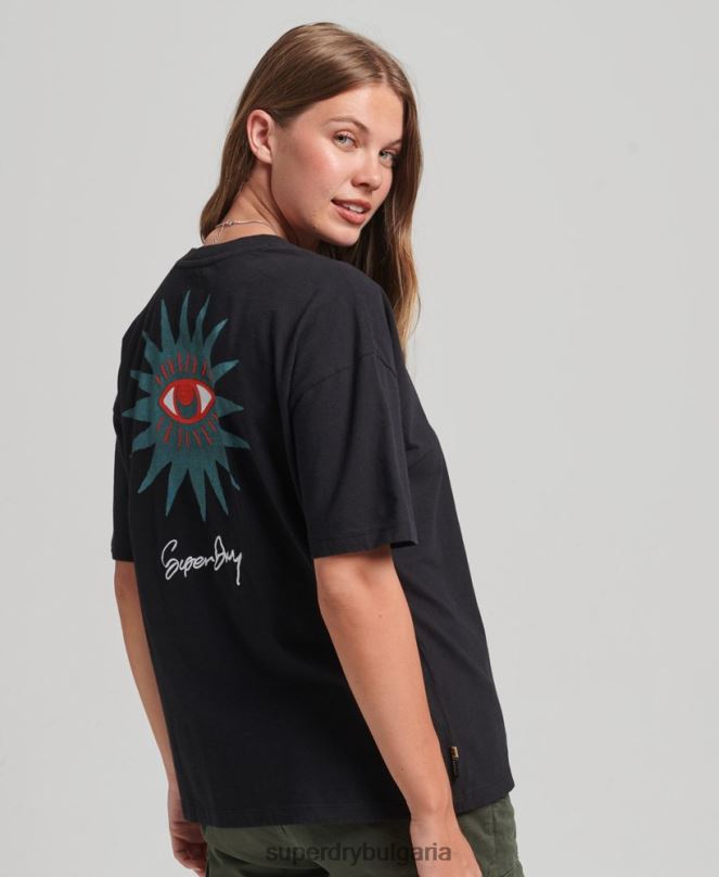 Superdry облекло N00H2789 черен Жени номадска народна тениска