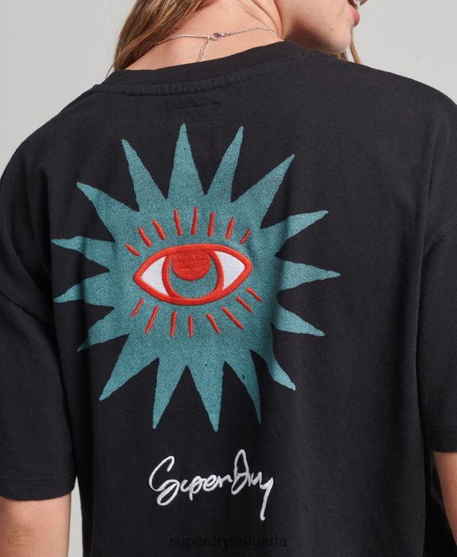 Superdry облекло N00H2789 черен Жени номадска народна тениска