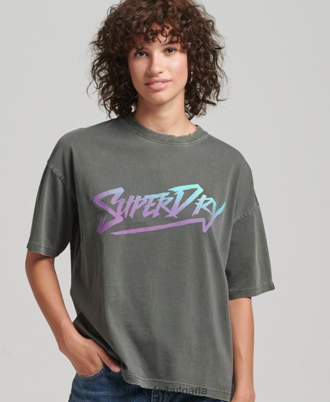 Superdry облекло N00H2790 зелено Жени инди марка тениска