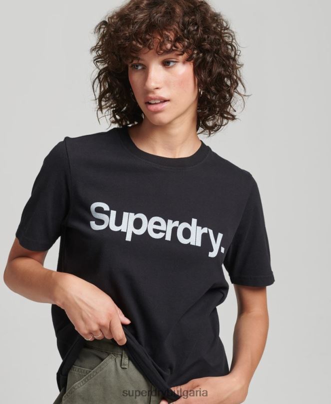 Superdry облекло N00H2793 черен Жени тениска с лого от органичен памук