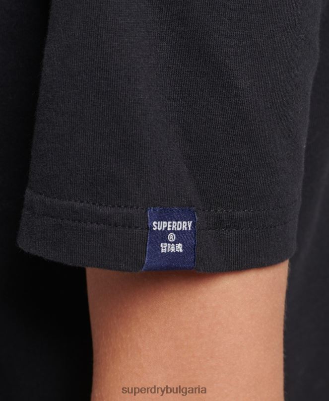 Superdry облекло N00H2793 черен Жени тениска с лого от органичен памук