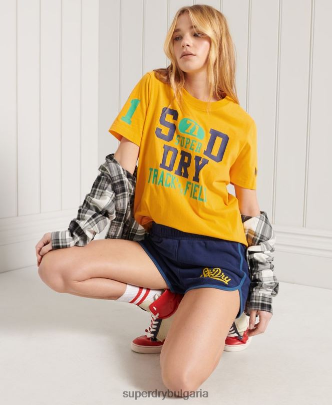 Superdry облекло N00H2795 злато Жени тениска на Collegiate Athletic Union