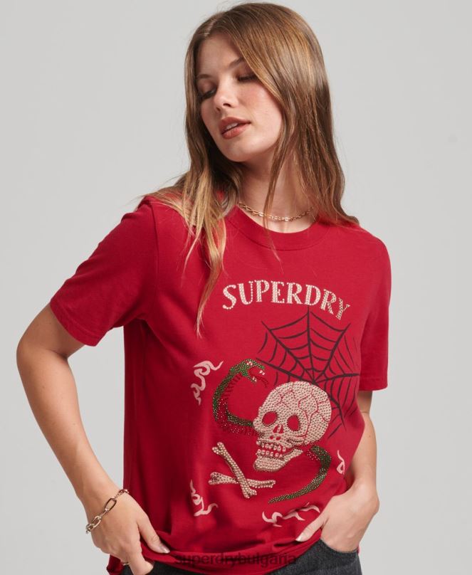 Superdry облекло N00H2798 червен Жени графична тениска suika