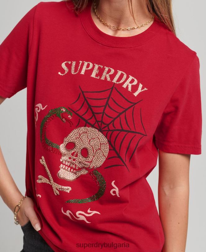 Superdry облекло N00H2798 червен Жени графична тениска suika