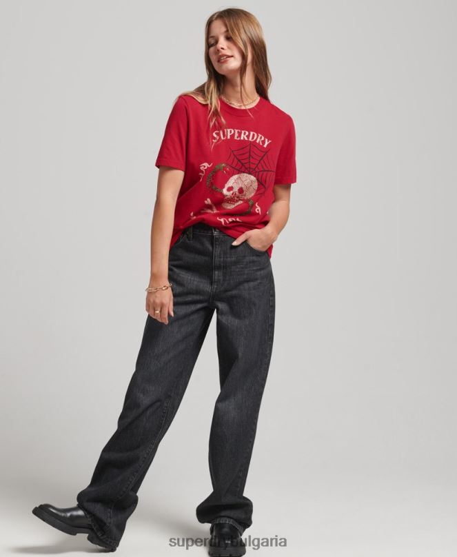 Superdry облекло N00H2798 червен Жени графична тениска suika