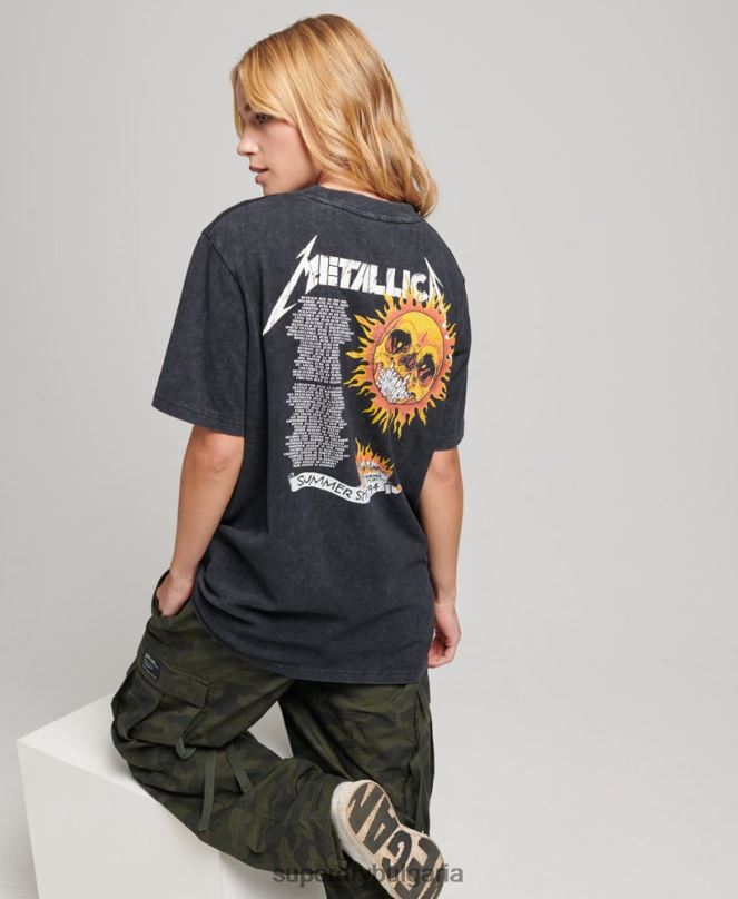Superdry облекло N00H2799 черен Жени тениска с ограничено издание на групата metallica