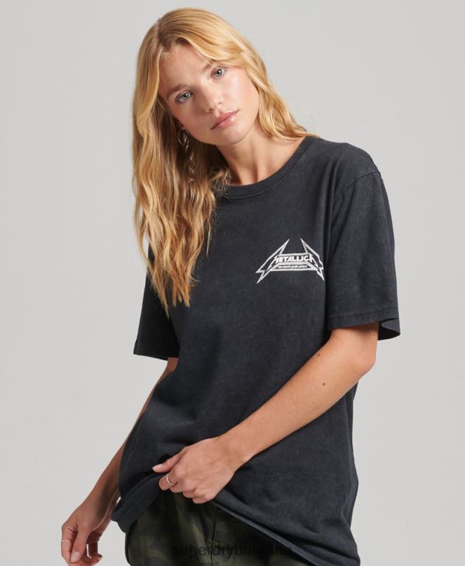 Superdry облекло N00H2799 черен Жени тениска с ограничено издание на групата metallica