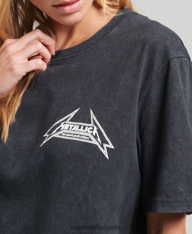 Superdry облекло N00H2799 черен Жени тениска с ограничено издание на групата metallica