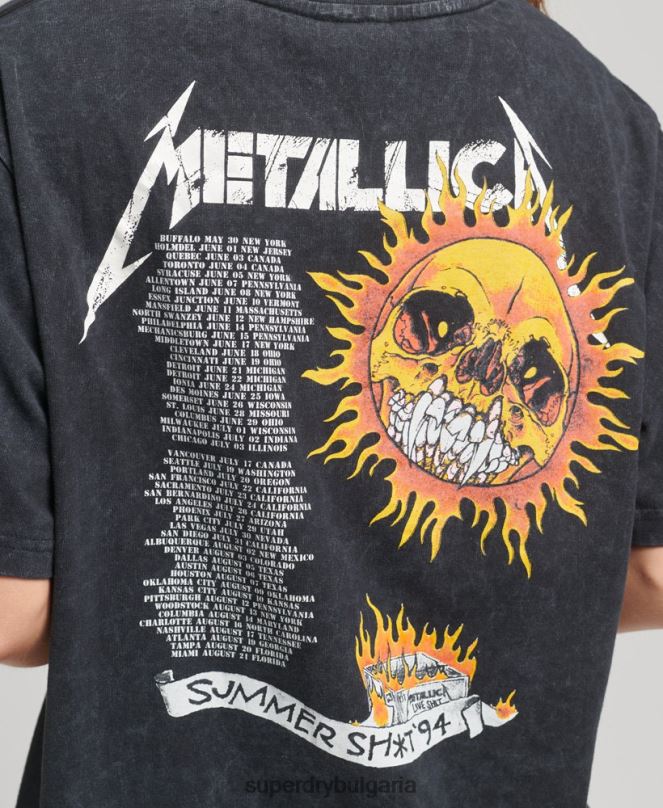 Superdry облекло N00H2799 черен Жени тениска с ограничено издание на групата metallica