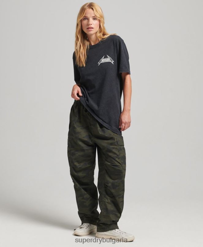 Superdry облекло N00H2799 черен Жени тениска с ограничено издание на групата metallica