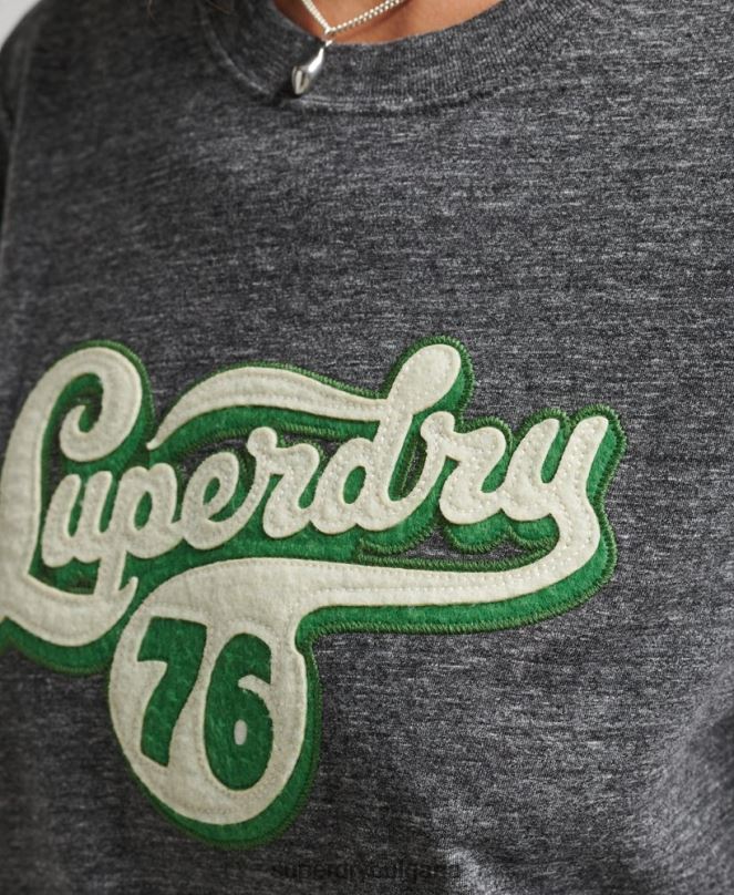 Superdry облекло N00H2800 тъмно сив Жени тениска със сценарий за носталгия