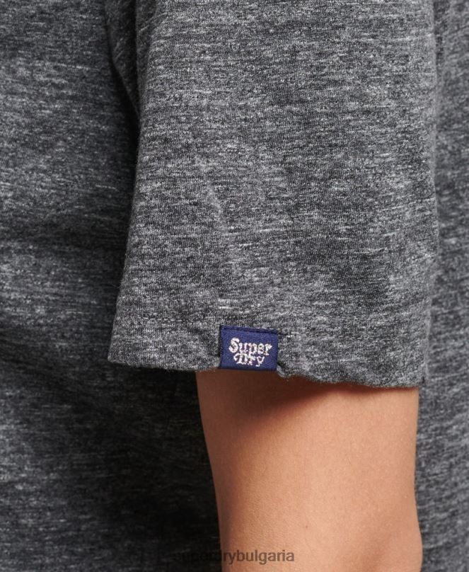 Superdry облекло N00H2800 тъмно сив Жени тениска със сценарий за носталгия