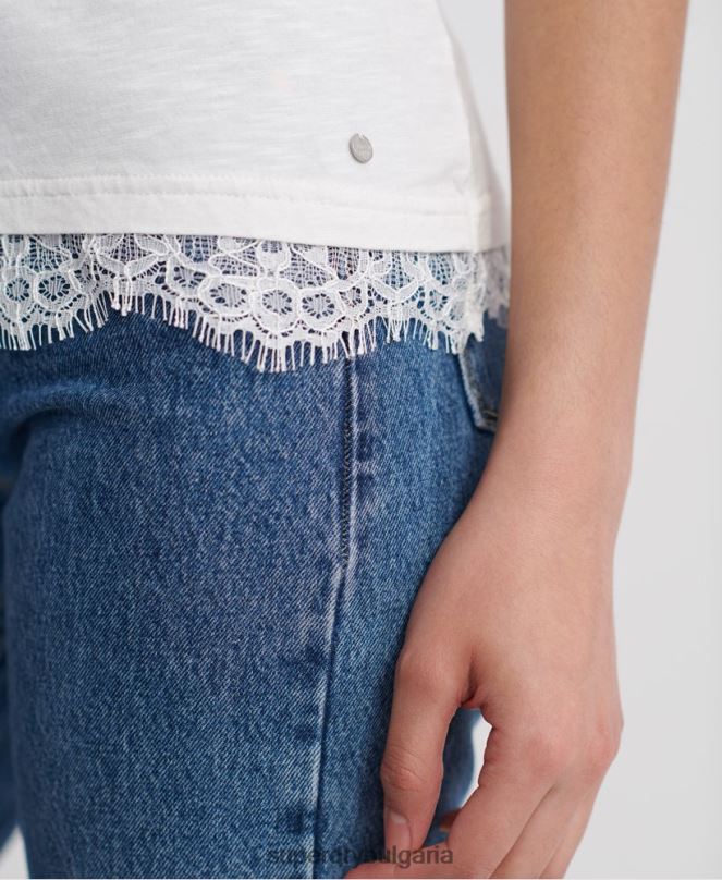 Superdry облекло N00H2805 бяло Жени tilly lace графична тениска