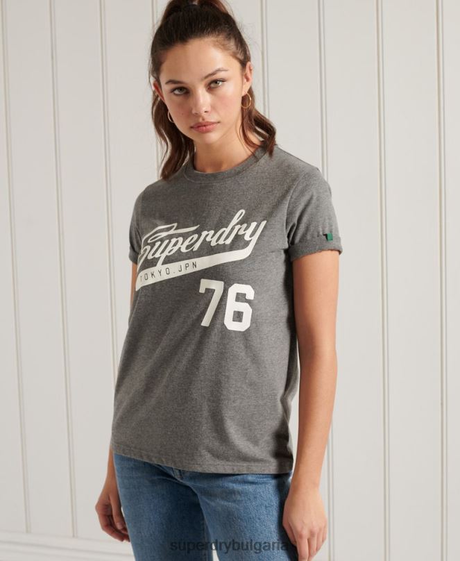 Superdry облекло N00H2806 тъмно сив Жени колегиална кали щатска тениска