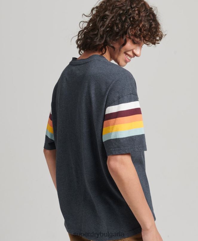 Superdry облекло N00H2807 военноморски флот Жени ретро тениска с кали райе в квадратна форма
